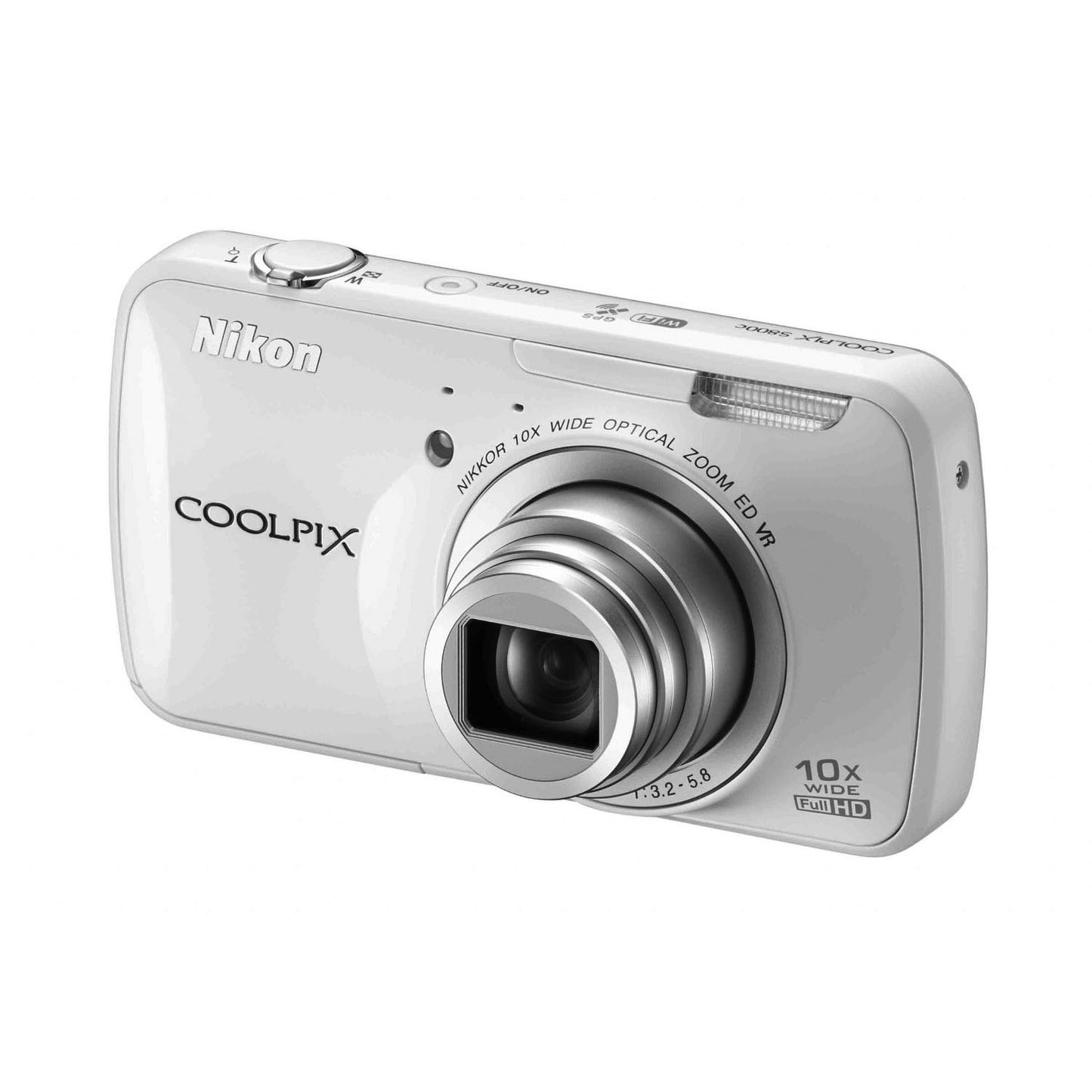 Nikon COOLPIX S800c 16 MP Digital Camera with 10x Optical Zoom and built-in Android Operating System (White) No Charger