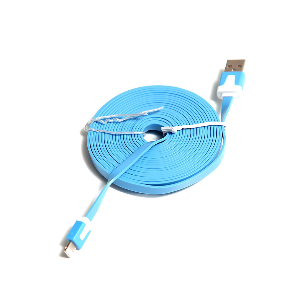 Color Flat USB 2.0 to 8pin Lightning Charger Data Sync Cable For iPhone 5 / 5s: Blue