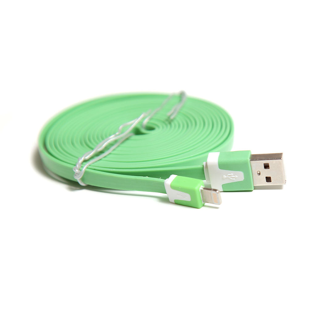 Color Flat USB 2.0 to 8pin Lightning Charger Data Sync Cable For iPhone 5 / 5s: Green