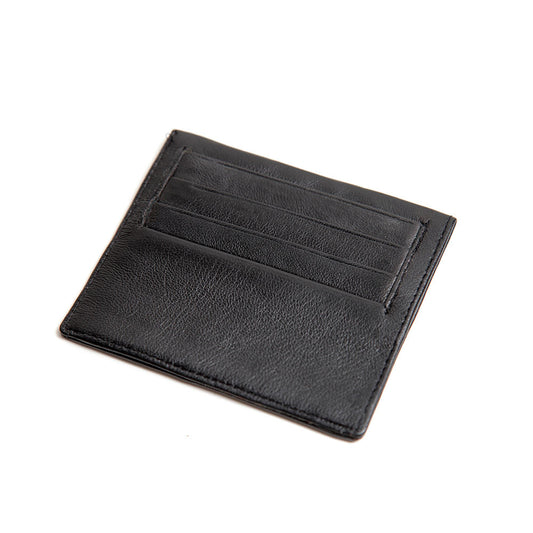 Leather Card Holder Black - 3 Slot of Cards Front and Back