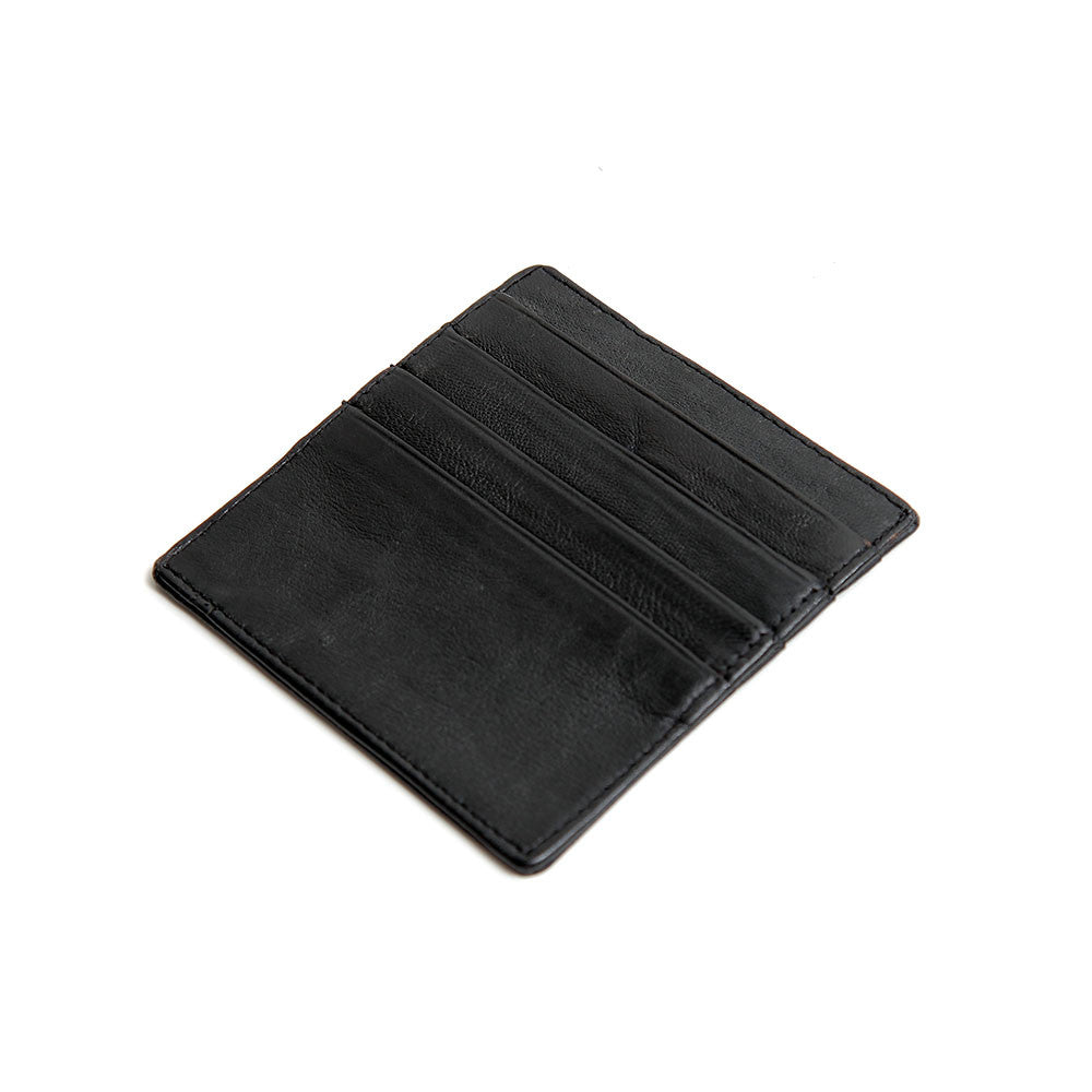 Leather Card Holder Black - 4 Slot of Cards Front and Back