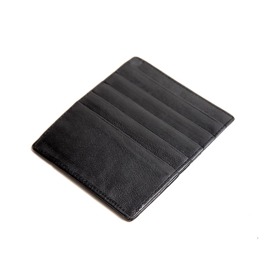 Leather Card Holder Black - 5 Slot of Cards Front and Back