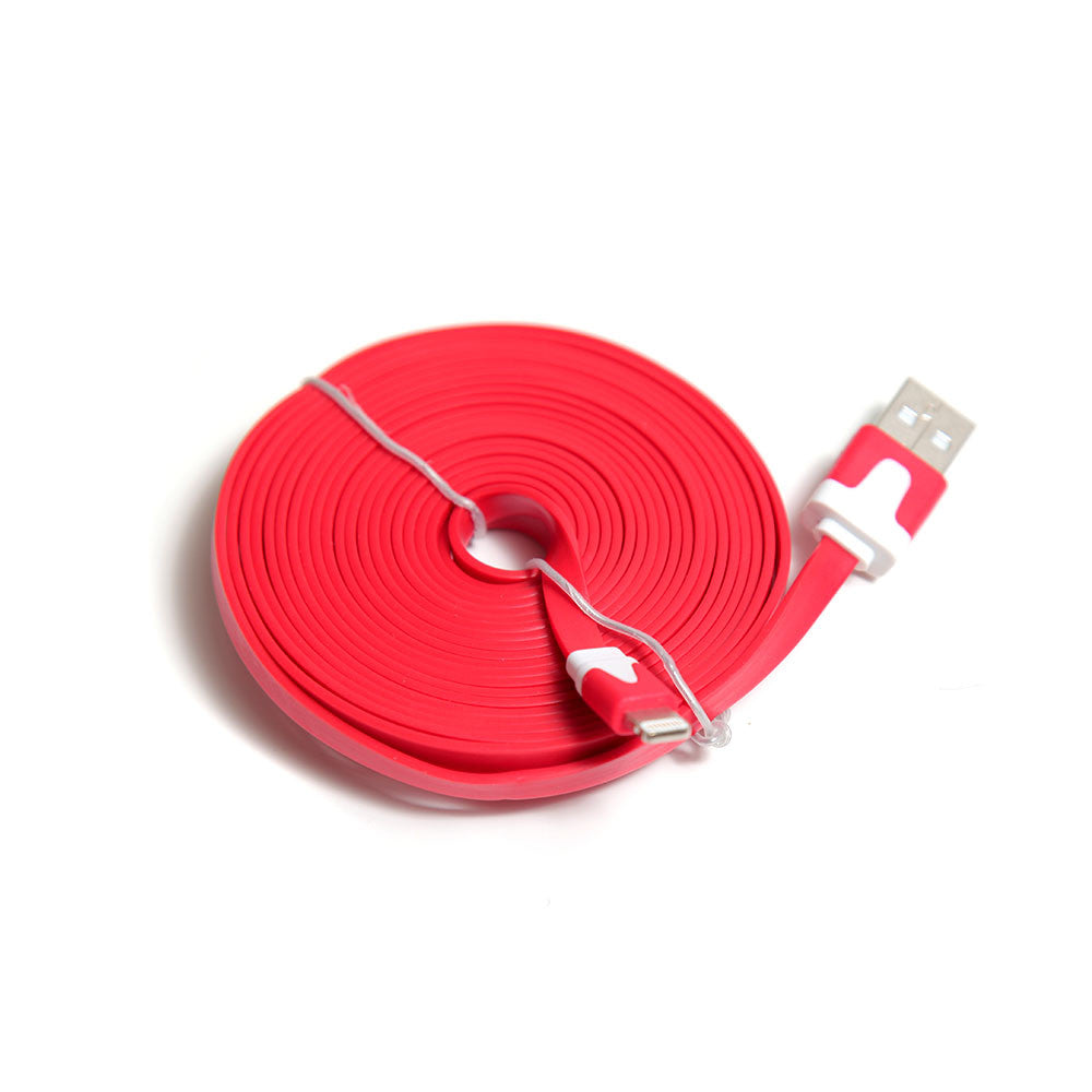 Color Flat USB 2.0 to 8pin Lightning Charger Data Sync Cable For iPhone 5 / 5s: Red